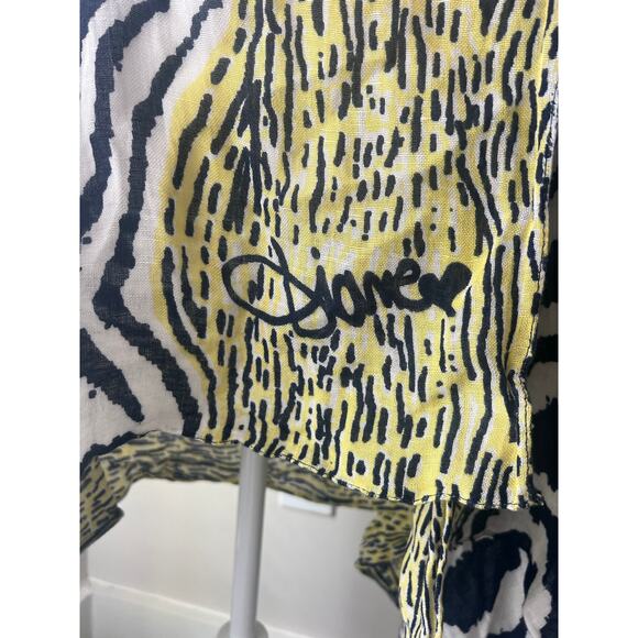 Diane Von Furstenburg Shawl Scarf Lightweight Navy White Yellow - Picture 6 of 8